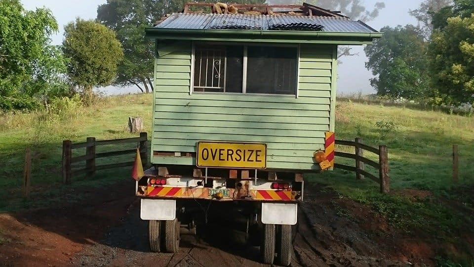 A house kept on a trailer for relocation